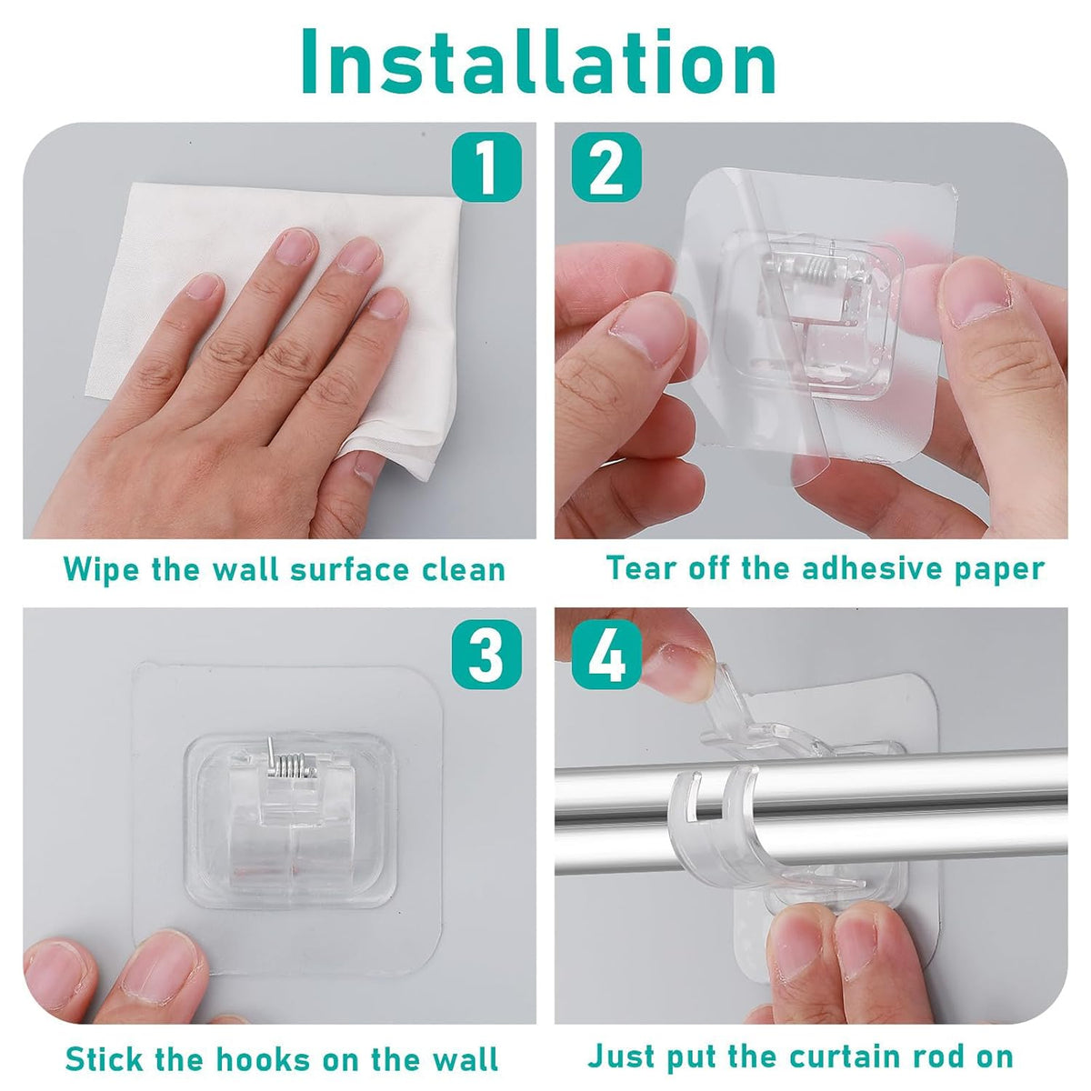 Self Adhesive Curtain Rod Holder Clips |🔥FLAT 50% SAVINGS🔥