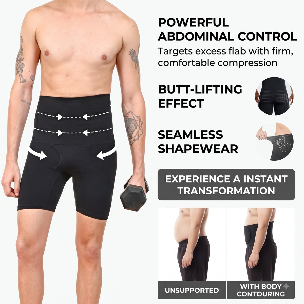 Men's High-Compression Body Shaper Shorts