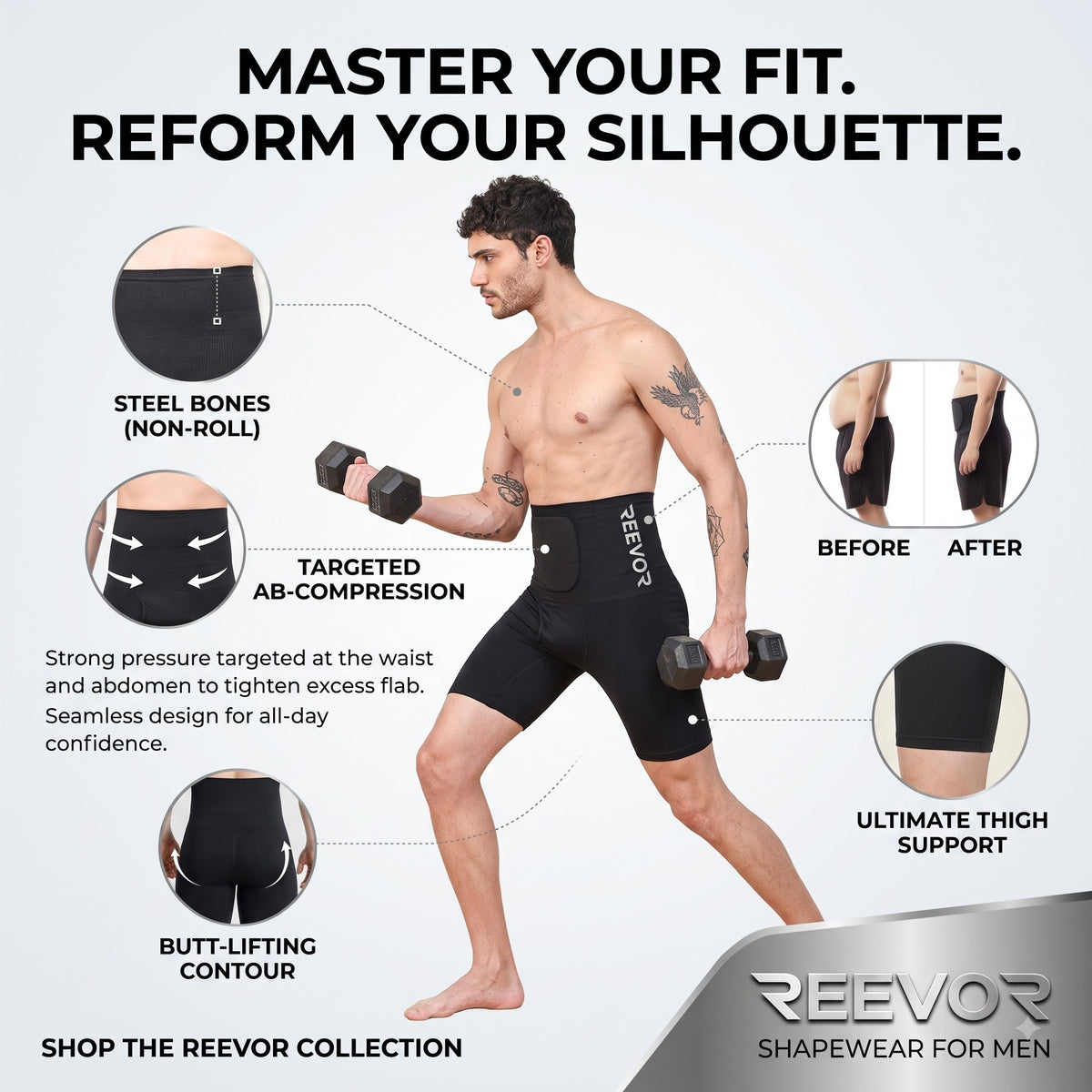Men's High-Compression Body Shaper Shorts
